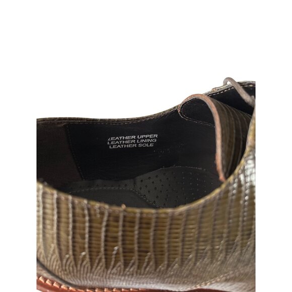 Paul Fredrick Mens US 10.5 M Italian Leather Oxford Shoes Brown Lizard Print - Picture 8 of 12